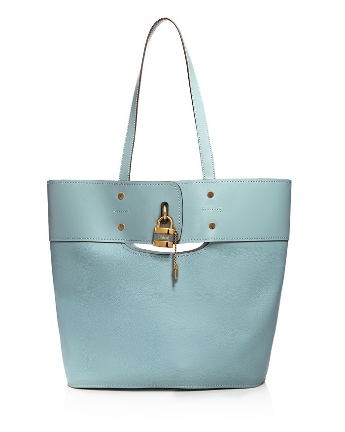 Chloé Aby Small Tote In Faded Blue/gold