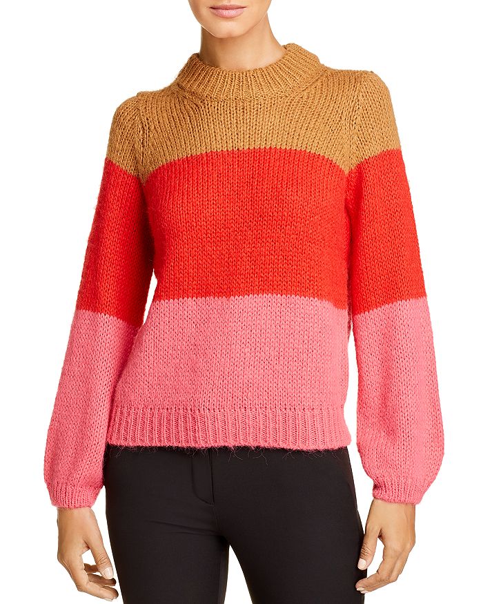 Vero Moda Color-block Sweater In Tobacco Brown