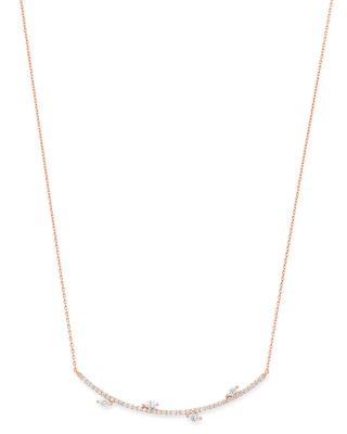 OWN YOUR STORY - 14K Rose Gold Linear Diamond Bar Necklace, 18"