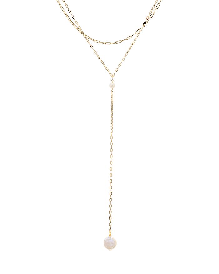 Argento Vivo Cultured Freshwater Pearl Layered Lariat Necklace In 18k Gold-plated Sterling Silver, 16-18 In White/gold