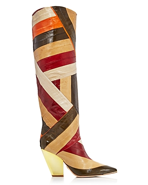 Tory Burch Women's Lila Animal-embossed Tall Boots In Malbec Multi