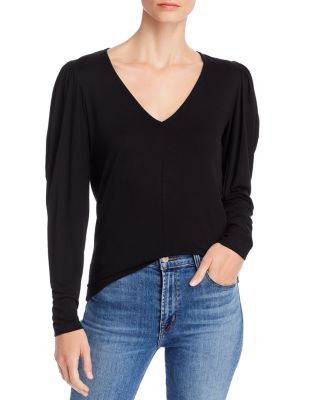 FRAME - Puff-Sleeve V-Neck Top