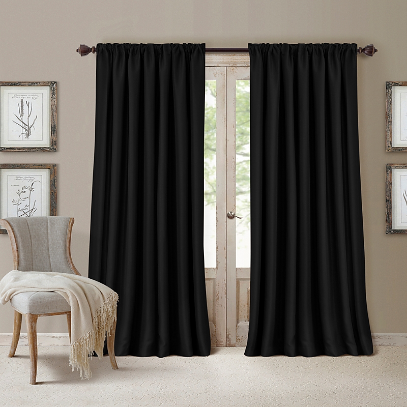 Elrene Home Fashions All Seasons Blackout Curtain Panel, 52 X 84 In Black