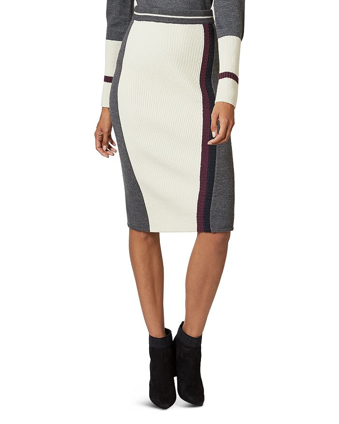 Ted Baker Glowti Color-blocked Knit Skirt In Gray