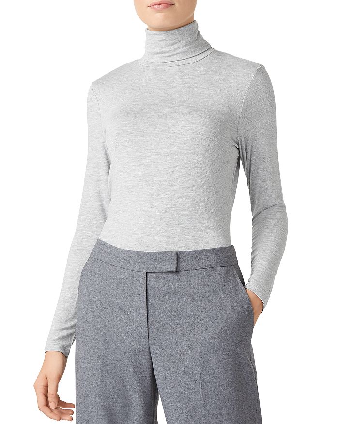 Hobbs London Mischa Turtleneck Top In Light Gray