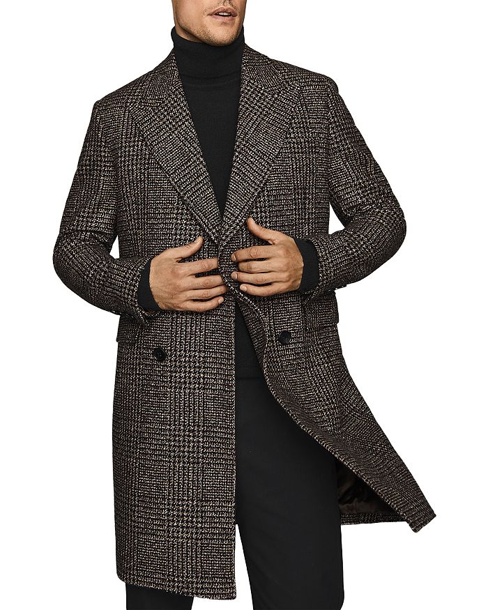 REISS Merit Check Double-Breasted Overcoat | Bloomingdale's