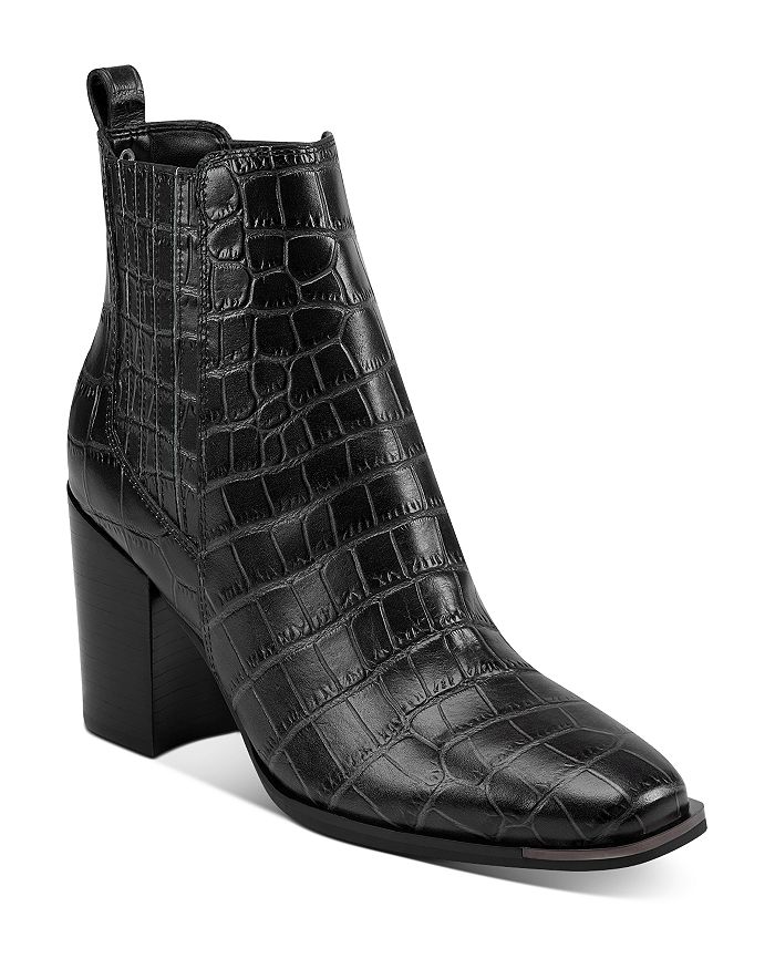 Marc Fisher Ltd Women's Taline Croc-embossed Booties In Black