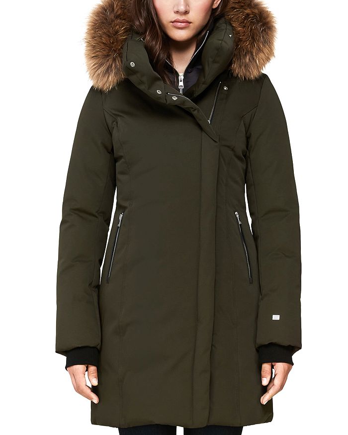 Soia Kyo Alsina Fur Trim Asymmetric Front Down Coat 100 Exclusive In Army ModeSens
