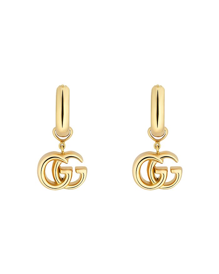 Gucci 18K Yellow Gold Running GG Logo Huggie Hoop Earrings | Bloomingdale's