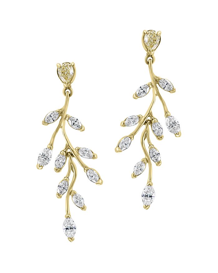 Bloomingdale's Yellow & White Diamond Petal Drop Earrings In 14k Yellow Gold - 100% Exclusive In White/gold