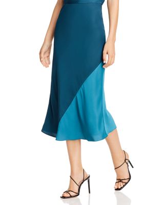 Rebecca Taylor - Color-Blocked Satin Midi Skirt