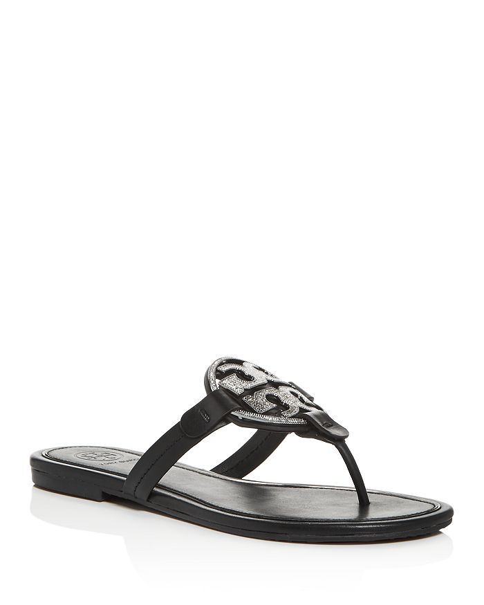 Tory Burch Women's Miller Embellished Thong Sandals In Perfect Black