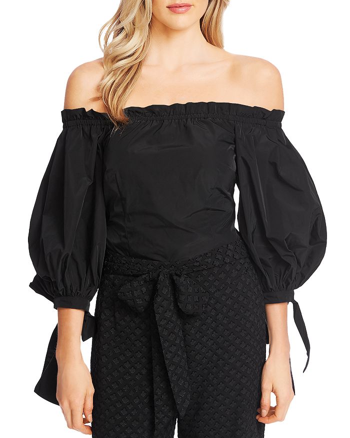 off shoulder balloon sleeve top