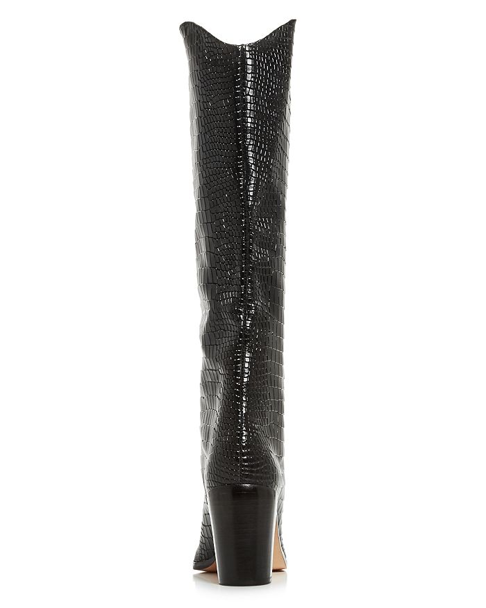 Shop Schutz Women's Maryana Croc-embossed Block Heel Pointed-toe Tall Boots In Black