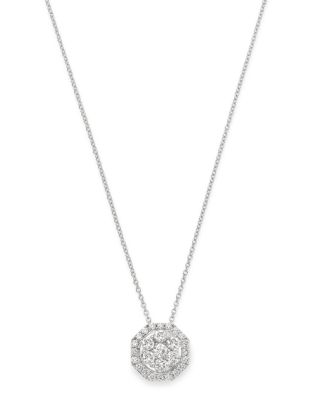 Bloomingdale's Cluster Diamond Pendant Necklace In 14K White Gold, 1.0 ...