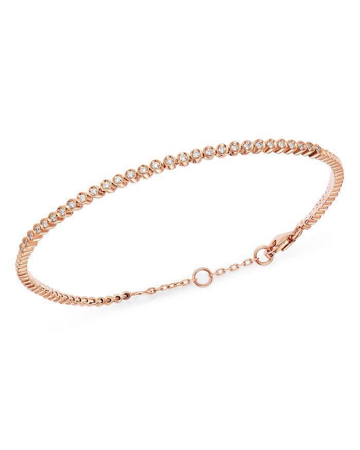 Bloomingdale's Bezel-set Diamond Stacking Bracelet In 14k Rose Gold, 0.25 Ct. T.w. - 100% Exclusive In White/rose Gold