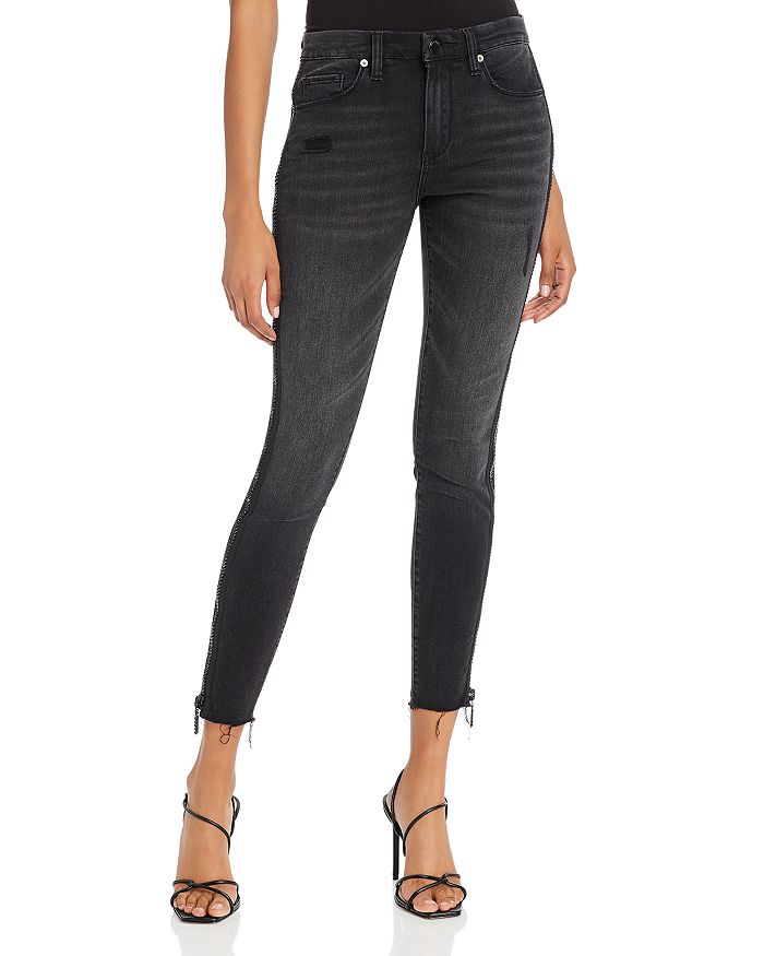 Side zip top ankle jeans