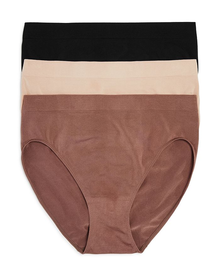 Shop Wacoal B.smooth Seamless High-cut Briefs, Set Of 3 In Rose Dust/taupe/black