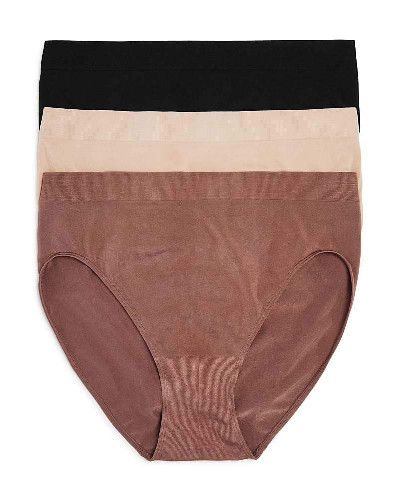Wacoal B Smooth Assorted 3-pack High Cut Briefs In Rose Dust/taupe/black