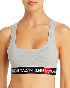 Calvin Klein 1981 Bold Unlined Bralette In Grey Heather