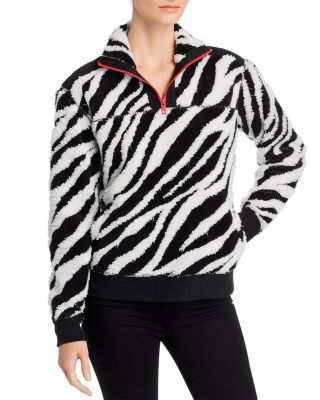 bone Zebra Print Fleece Sweatshirt 