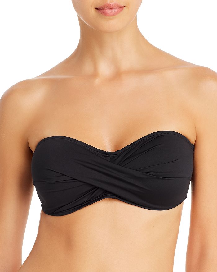 Shop Tommy Bahama Pearl Twist Bandeau Bikini Top In Black