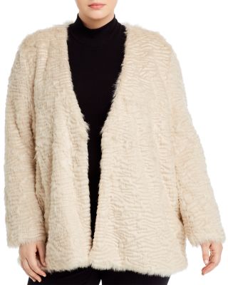 cream faux fur coat