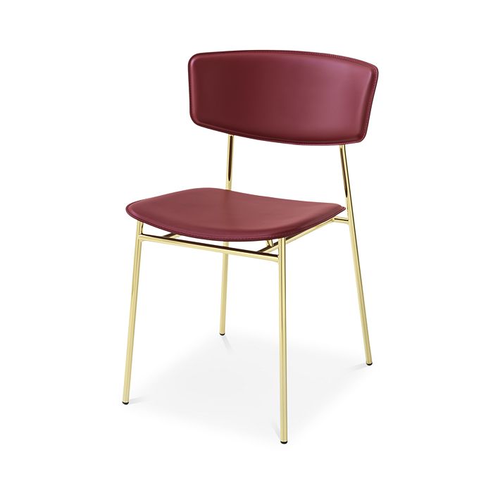 Calligaris Fifties Leather Chair In Brass/burgundy