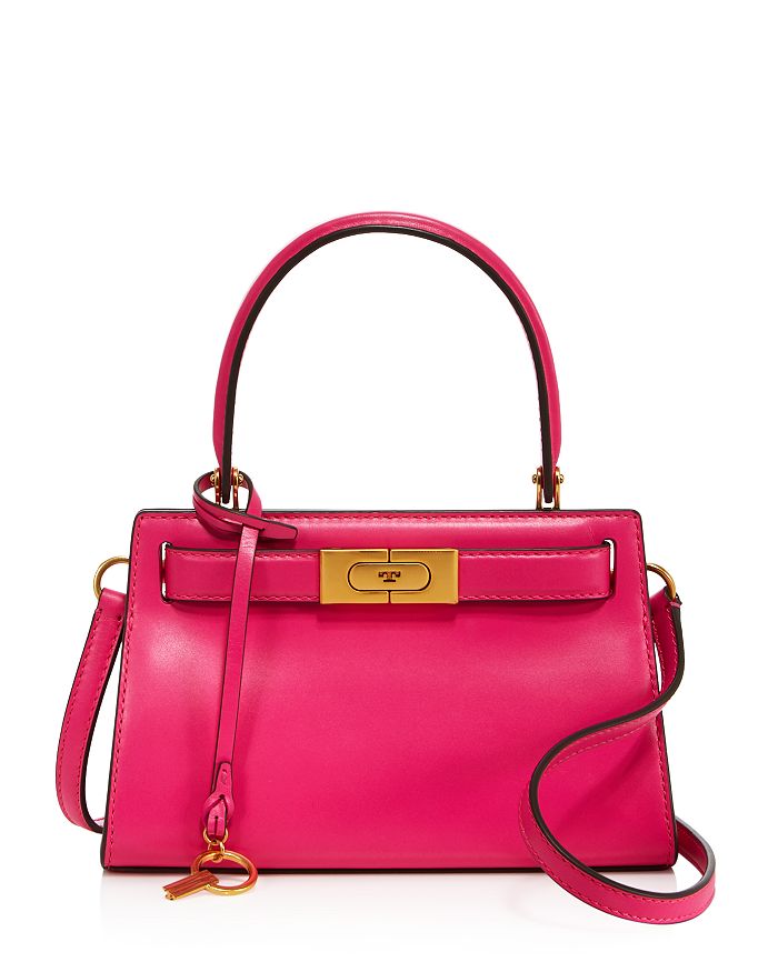 Tory Burch Lee Radziwill Petite Leather Bag In Crazy Pink/gold