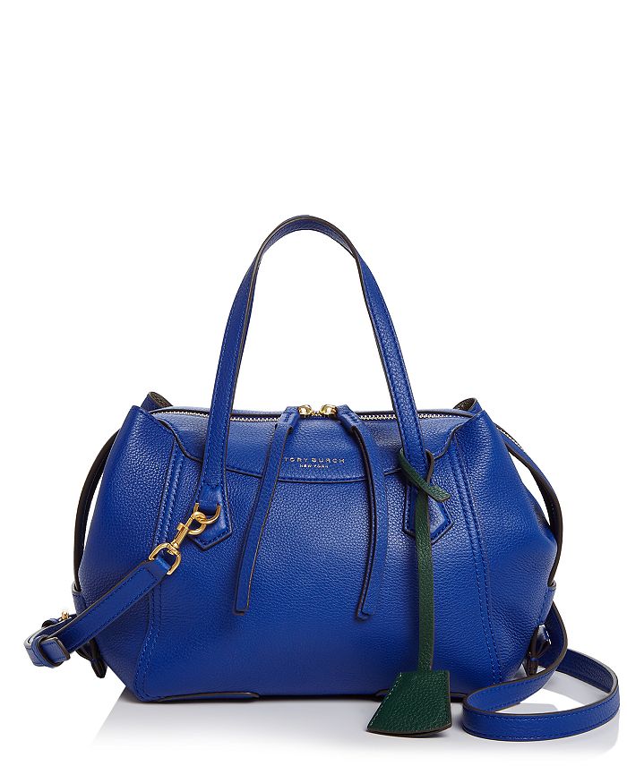 Tory Burch Perry Small Satchel In Nautical Blue/gold | ModeSens