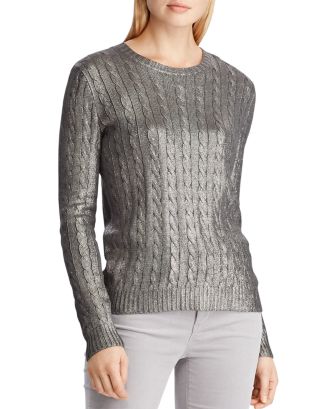 Ralph Lauren Metallic Cable-Knit Sweater | Bloomingdale's