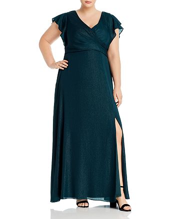 Adrianna Papell Plus Metallic Chiffon Dress | Bloomingdale's