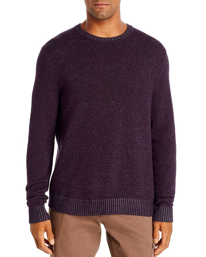 Dylan Gray Plaited Crewneck Sweater In Mid Night Wine