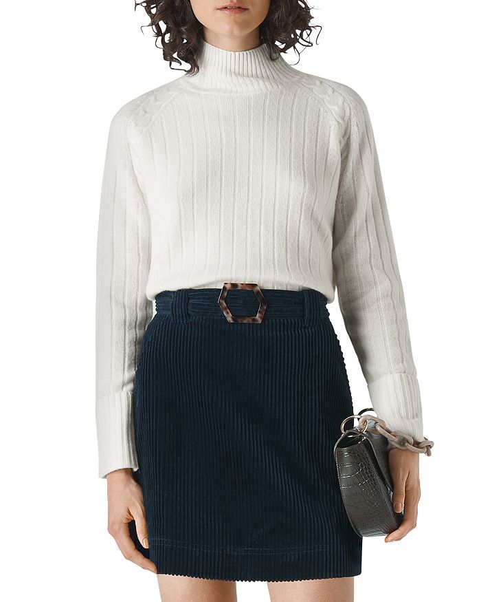 Whistles Funnel Neck Wool Sweater In Ivory Multi