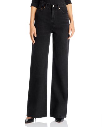 Levi's Ribcage Wide-Leg Jeans in Black Book | Bloomingdale's