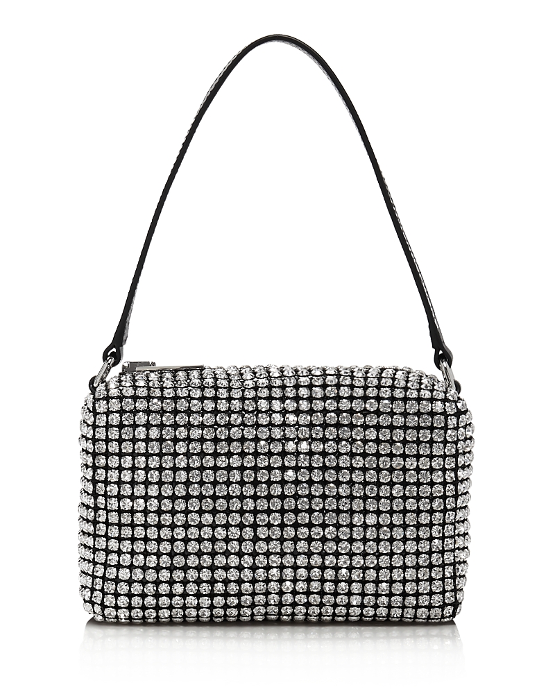 Alexander Wang Heiress Medium Pouch In Crystal Mesh In White/silver