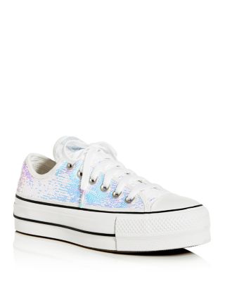silver converse platform
