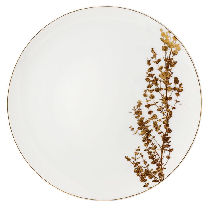 Shop Bernardaud Vegetal Coupe Dinner Plate In White/gold