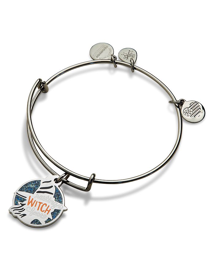 Alex And Ani Resting Witch Face Expandable Charm Bracelet In Silver