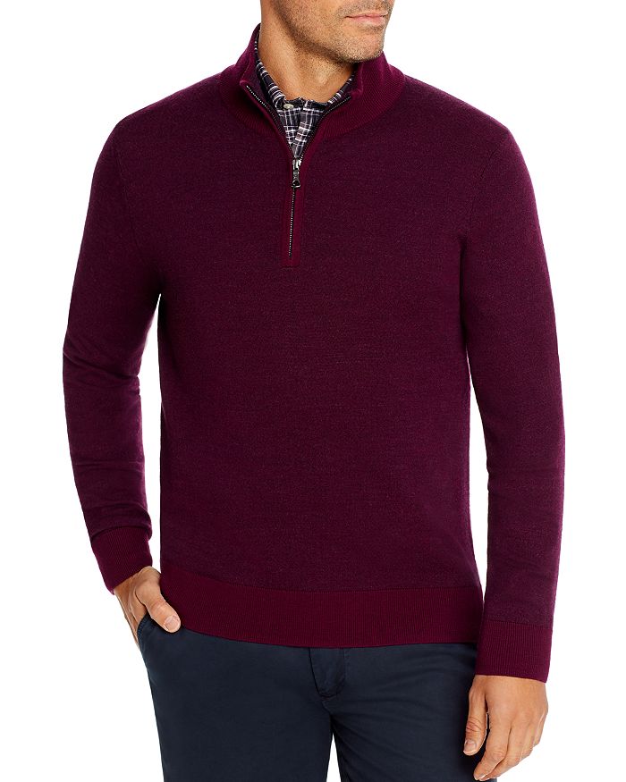 Brooks Brothers Birdseye Merino Wool Quarter-zip Sweater In Open Purple ...