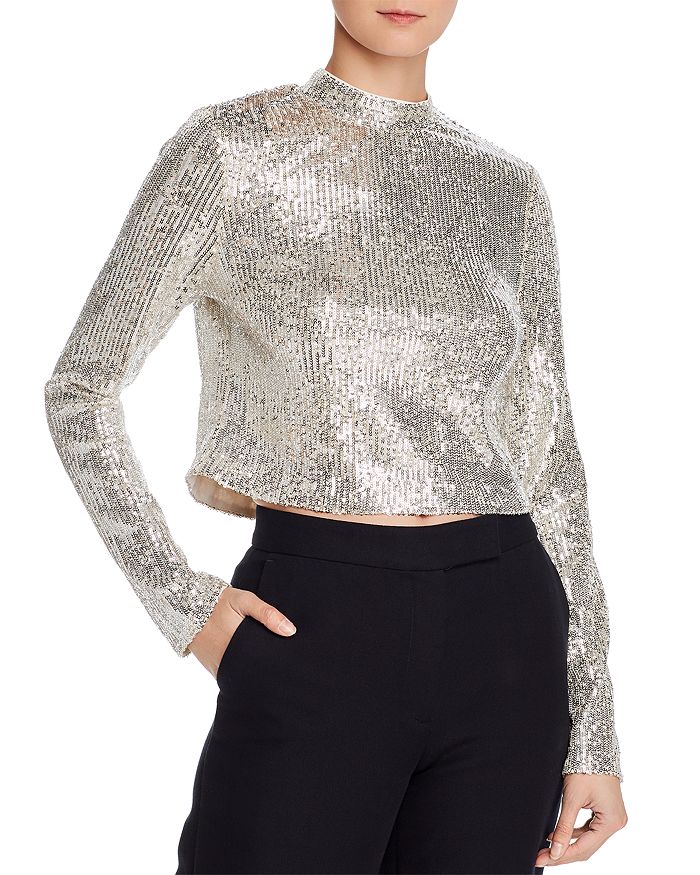 Endless Rose Sequined Cropped Top - 100% Exclusive In Silver