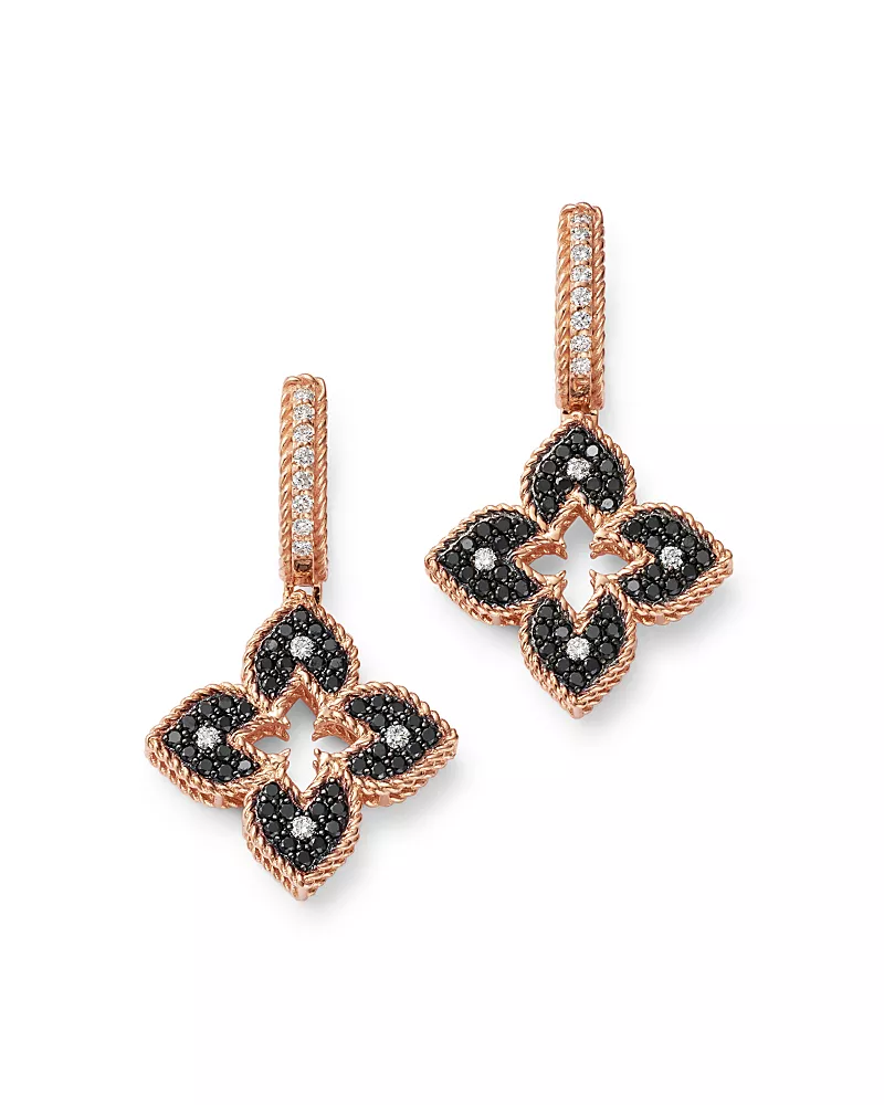 Roberto Coin 18K Rose Gold Venetian Princess Black & White Diamond Drop Earrings