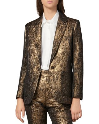 Sandro - Floral Brocade Notch Lapel Blazer