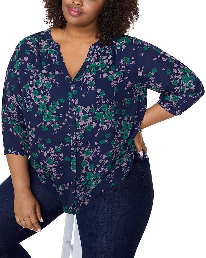 Nydj Plus Pintuck-back Blouse In Fairfield Floral