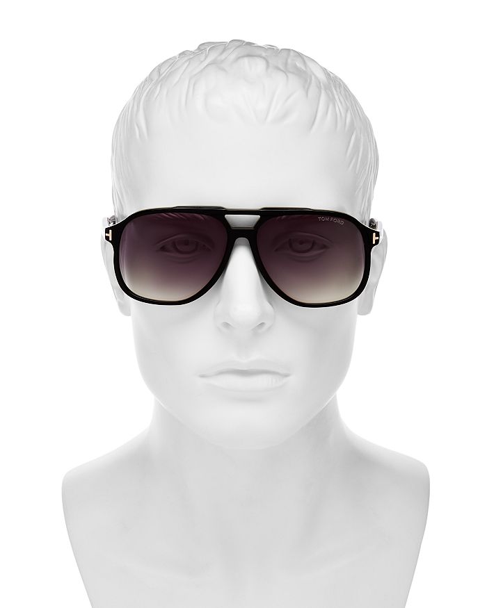 Shop Tom Ford Raoul Brow Bar Aviator Sunglasses, 62mm In Shiny Black/smoke