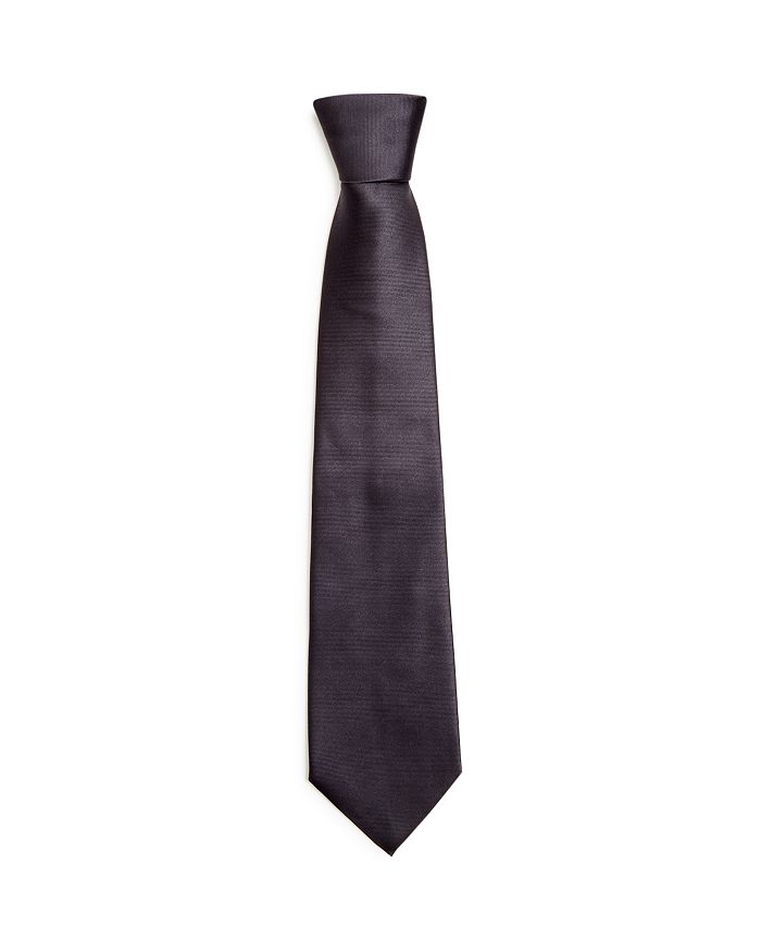 Shop Armani Collezioni Armani Solid Silk Classic Tie In Dark Gray