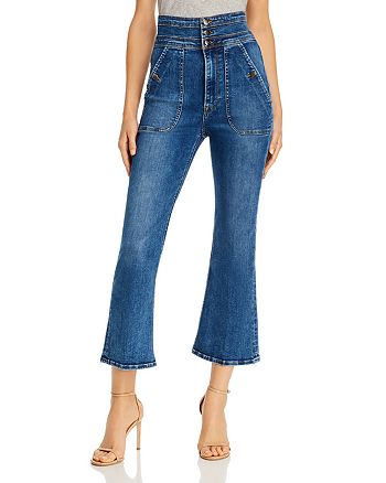 FRAME Le Crop Flare Tiered-Waist Jeans in Radford | Bloomingdale's