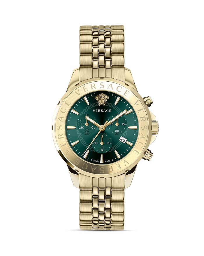 Versace Chrono Signature Chronograph, 44mm In Green/gold