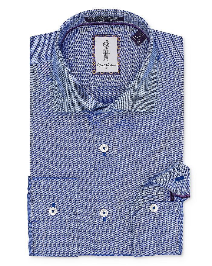 Robert Graham Roscoe Jacquard Regular Fit Dress Shirt In Blue