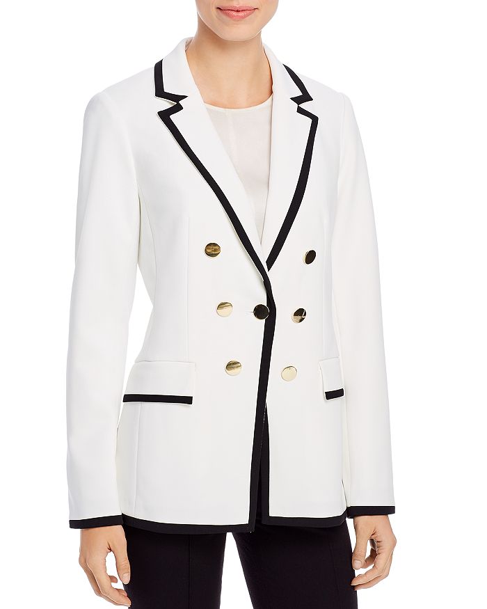 CALVIN KLEIN SATIN-TRIMMED FAUX DOUBLE-BREASTED BLAZER,M9KCC155